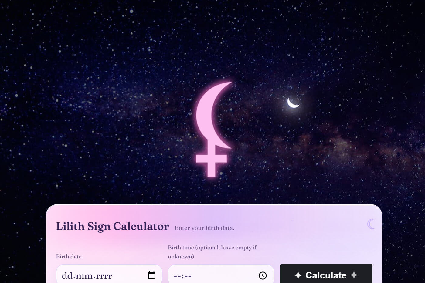 lilith sign calculator